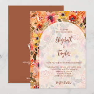 Autumn Floral Collage All In One Wedding Invites