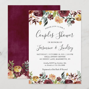 Autumn Floral Couples Shower Invitation