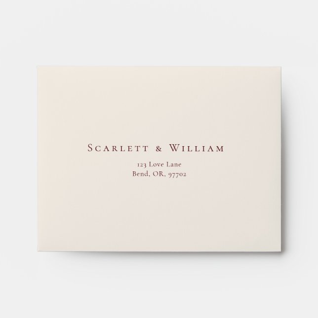 Autumn Floral Cream Self Addressed Wedding RSVP Envelope (Front)