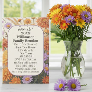 Autumn Floral Daisy Card Family Reunion Card