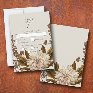 Autumn Floral Earthy Tones Watercolor Fall Wedding RSVP Card