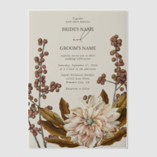 Autumn Floral Earthy Tones Watercolor Fall Wedding Vellum Invitations