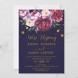 Autumn Floral Elopement Reception Invitation