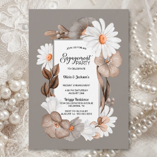 Autumn Floral Engagement Party Invitation