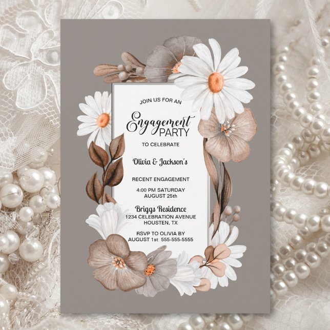 Autumn Floral Engagement Party Invitation (Creator Uploaded)