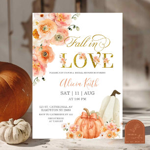 Autumn Floral Fall in Love Bridal Shower Invitation