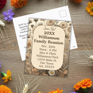 Autumn Floral Family Reunion Postcard