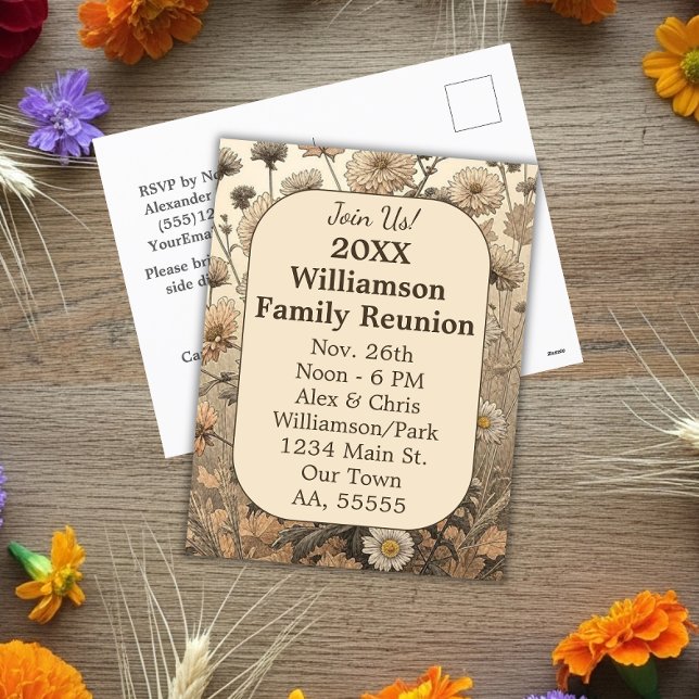 Autumn Floral Family Reunion Postcard (Creator Uploaded)