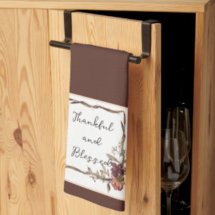 Autumn floral frame with text tea towel