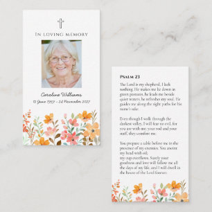 Autumn Floral Funeral Prayer Card