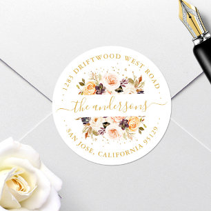 Autumn Floral Gold Colour Address Envelope Seal
