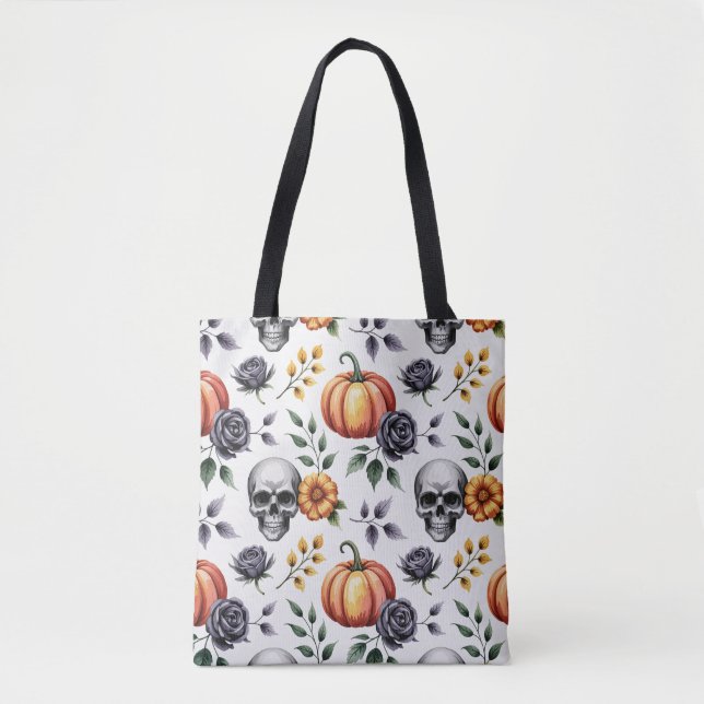 Autumn Floral Halloween Tote Bag (Front)