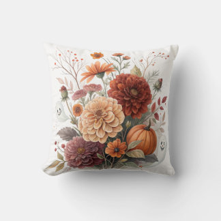 Autumn Floral & Halloween Watercolor Design Cushion