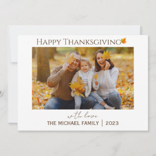 Autumn Floral happy thanksgiving Family photo Holiday Card
