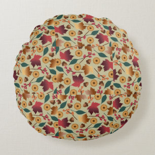 Autumn Floral Harvest Pattern Decorative Round Cushion