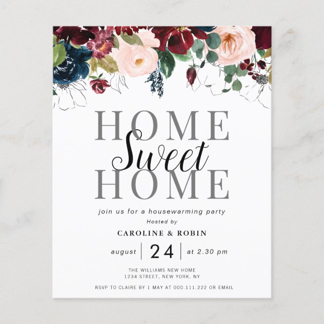 autumn floral housewarming party invitation (Front)