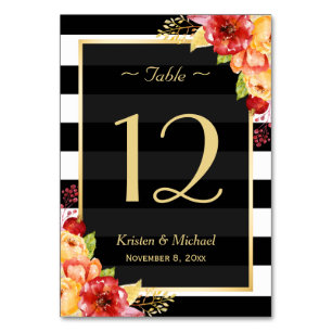 Autumn Floral Leaves Fall Wedding Table Number