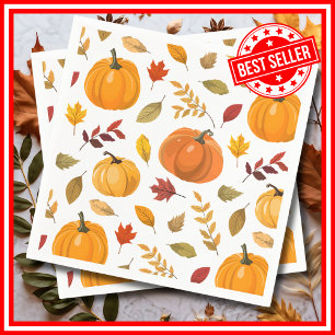 Autumn Floral Little Pumpkin Baby Shower Elegant Napkin
