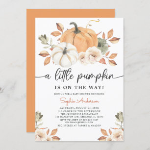 Autumn Floral Little Pumpkin Baby Shower Invitation
