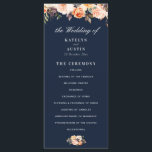autumn floral navy blue wedding program programme<br><div class="desc">bohemian watercolor rustic autumn gold,  burgundy and blush floral with elegant text. You can personalise the text and colours on this wedding program template.</div>