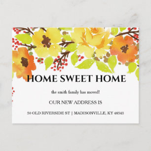 Autumn Floral New Address Moving Announcement Postcard