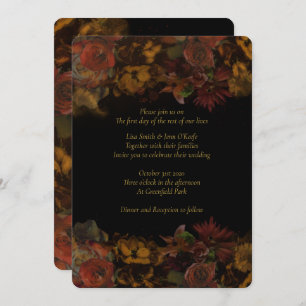 Autumn Floral Painted Wedding Invitations