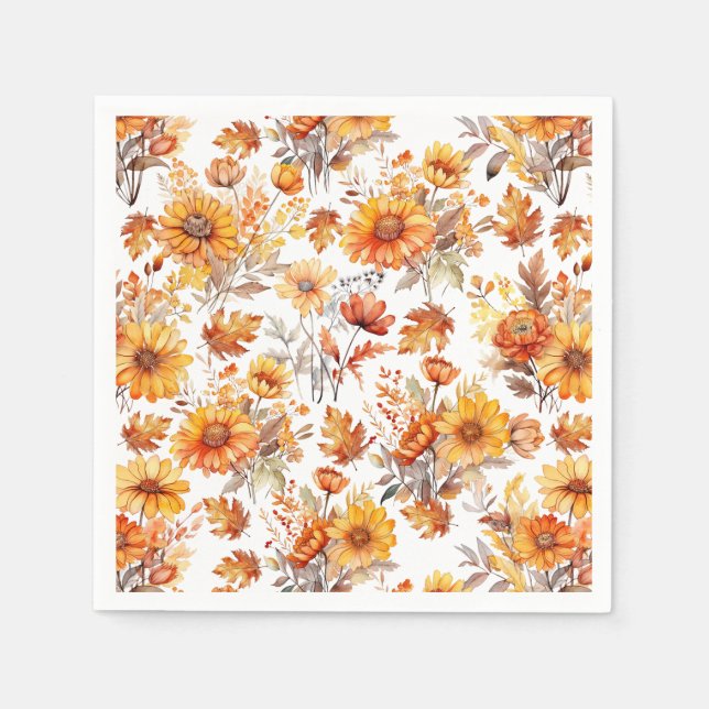 Autumn Floral Pattern B01 Napkin (Front)