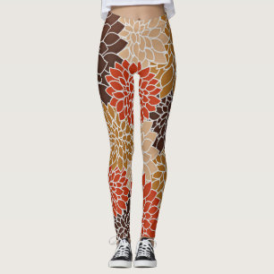 Autumn floral pattern leggings