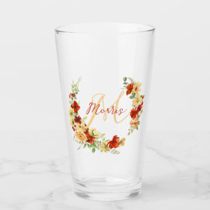 Autumn floral personalised glass