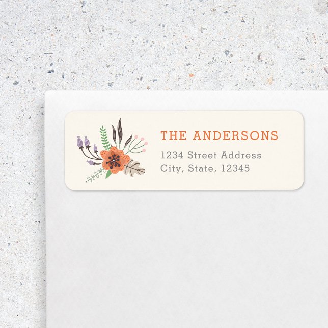 Autumn Floral Personalized Family Return Address (Creator Uploaded)