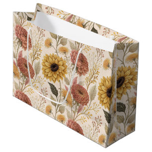 Autumn Floral Print Large Gift Bag
