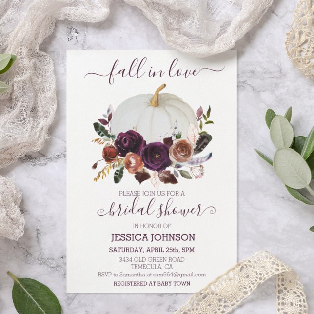 Autumn Floral Pumpkin Boho Bridal Shower Fall Invitation (Creator Uploaded)