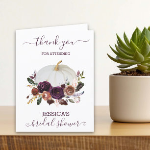 Autumn Floral Pumpkin Boho Bridal Shower Thank You Card