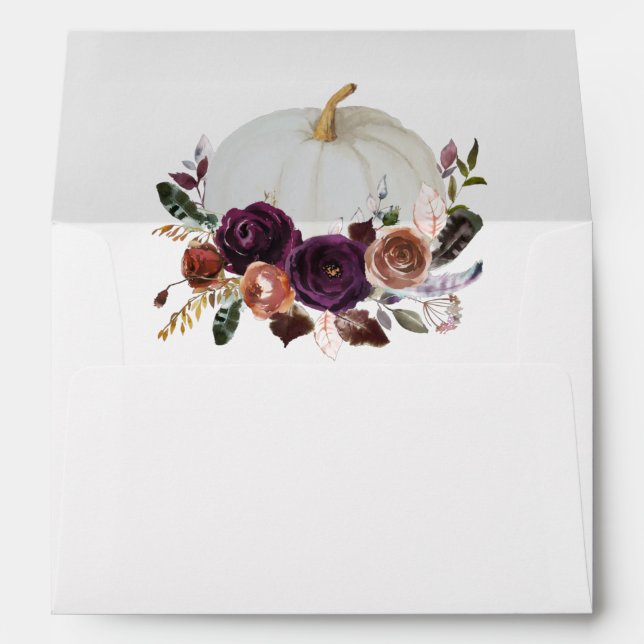 Autumn Floral Pumpkin Bridal Party Wedding Envelope (Back (Bottom))