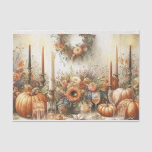 Autumn Floral Pumpkin Decoupage  Tissue Paper