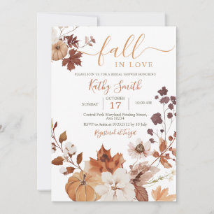 Autumn floral Pumpkin Fall In Love Invitation