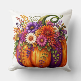 Autumn Floral Pumpkin Pillow Title | Decor