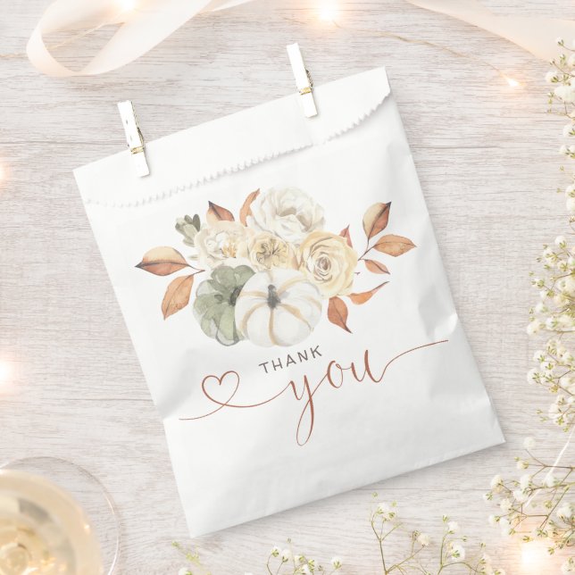 Autumn Floral Pumpkin Thank You Favour Bags (Clipped)