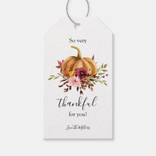 Autumn Floral Pumpkin Thankful Tag