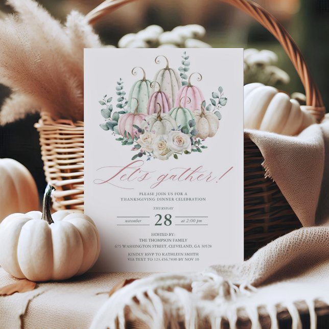 Autumn Floral Pumpkin Thanksgiving Dinner Invitation (Creator Uploaded)