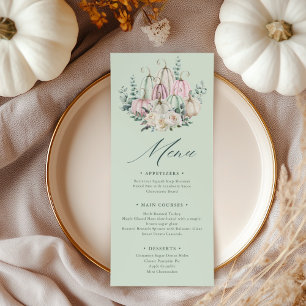 Autumn Floral Pumpkin Thanksgiving Dinner Menu