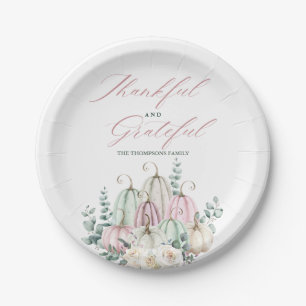 Autumn Floral Pumpkin Thanksgiving  Paper Plate