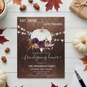 Autumn Floral Pumpkin Thanksgiving Rustic Lights 