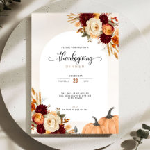 Autumn Floral Pumpkins Thanksgiving Dinner 