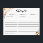 Autumn floral recipe card<br><div class="desc">A lovely watercolor floral design with gold blush and burgundy fall flowers. The features of this design can be personalised.</div>