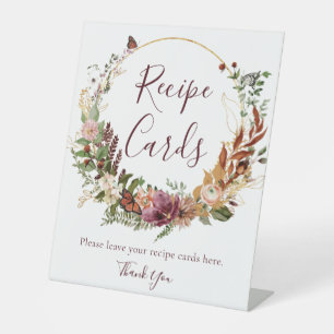 Autumn Floral Recipe Cards Pedestal Sign