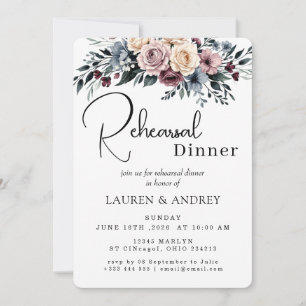 Autumn Floral Rehearsal Dinner Invitation