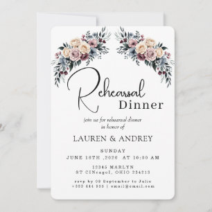 Autumn Floral Rehearsal Dinner Invitation