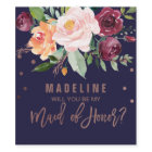 Autumn Floral Rose Gold Maid of Honour