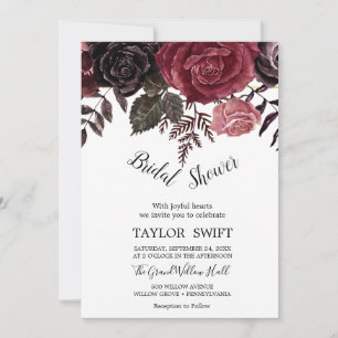 Autumn Floral Rose Gold Wreath Back Bridal Shower  Invitation
